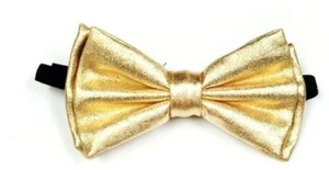 New Tuxedo PreTied Metallic Gold Classic Bow Tie Satin Adjustable - Picture 1 of 4