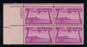 US Stamp #C46 Diamond Head 80c - Plate Block of 4 - MNH - CV $19.00 - Picture 1 of 2