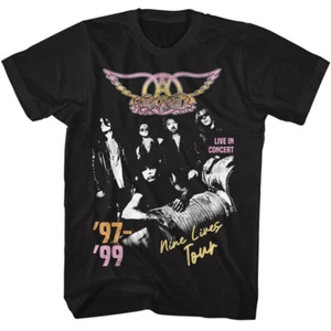 Aerosmith Nine Lives Tour 97-99 Concert Live Men's T Shirt Rock Band Music Merch - Picture 1 of 5