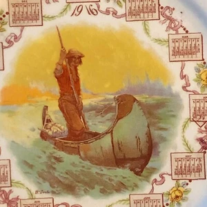 Citizens State Bank 1916 Advertising Calendar Plate - Vici, OK - Canoe - Picture 1 of 8