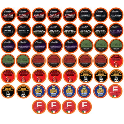 Two Rivers Coffee Dark Roast Coffee Pods Sampler 2.0 Keurig, Variety Pack, 52 Ct