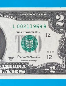 February 1, 1969 / 2 January 1969 L 00211969 B BIRTHDAY Note $2 Two Dollar Bill - Picture 1 of 3