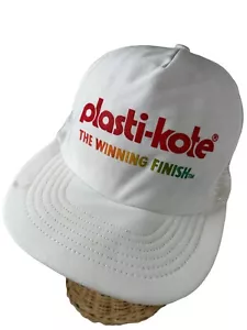 Vintage Plasti-Kote Trucker Hat Cap Made in USA White The Winning Finish Retro - Picture 1 of 14
