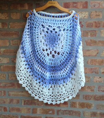 Crochet Round Poncho Pattern Crochet  Short Poncho #2 Printed PDF Copy  - Image 1 of 4