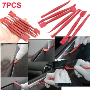 7x Red Carbon Fiber Decal Film Squeegee Felt Tools For Car Interior Accessories - Foto 1 di 12