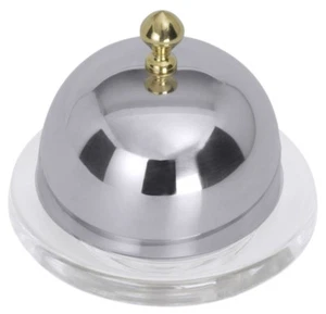 Butterschale mit Cloche, Knopf vergoldet, aus schwerem Glas & Edelstahl 18/10 - Bild 1 von 1