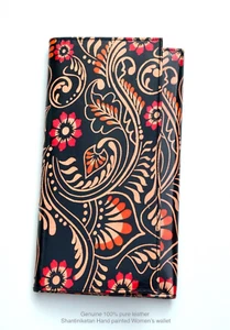 Hand Painted Genuine Leather Shantiniketan Womens Purse Handbag Paisley India - Picture 1 of 9