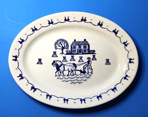 Poppy Trail Homestead Provincial Blue Hand Decorated 13 1/2 inch Oval Platter - Picture 1 of 2