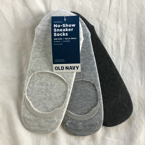 NEW Old Navy No-Show Sneaker Socks OS One Size 3-Pack Gray No Slip Grip - Picture 1 of 1