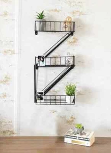 Unique 3 Tier Fire Escape Floating Wall Shelf Shelving Unit Storage Decorative - Picture 1 of 13