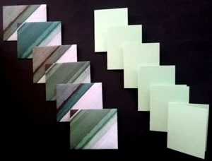 6 x Handmade MINI PALE GREEN CARDS & PATTERNED ENVELOPES - Picture 1 of 2