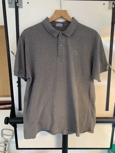 LACOSTE Polo Shirt Mens Large GREY Size 6 2 Button Cotton Pique Polo Tee Shirts - Imagen 1 de 9