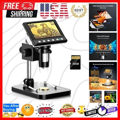Microscopio para monedas IPS de 4,3", microscopio digital de aumento 1000X para adultos,... Foto 1 de 4