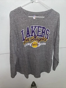 Los Angeles Lakers Shirt Women XlargeGray Crew Neck Long Sleeve Graphic Stretch - Picture 1 of 3