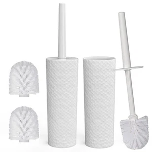 Toilet Brush2 Pack Compact Toilet Brush & Holder SetPlastic Round Barrel Loo ... - Picture 1 of 8