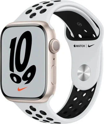 Apple Watch Nike Series 7 GPS 45mm Starlight Aluminum Case MKNA3LL/A New Sealed - Image 1 of 3