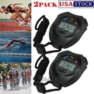 2-PACK Profesional Cronómetro Temporizador Impermeable Cronógrafo digital LCD US - Picture 1 of 11