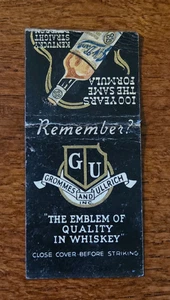 Vintage Streichholzheftchenhülle Grommes und Ullrich Kentucky Straight Bourbon Whiskey - Bild 1 von 3