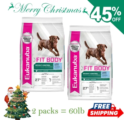 2 Packs -Eukanuba Fit Body Weight Control Large Breed Dry Dog Food, 30lb - Image 1 of 4