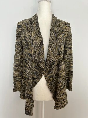 Cárdigan abierto tejido Nie + Zoe para mujer suéter talla PP marrón azul drapeado manga larga Foto 1 de 4