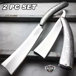 2 Stück Sweeney Todd gerade Klinge Friseur Rasiermesser Taschenmesser Rasurschnitt Hals SET - Bild 1 von 3