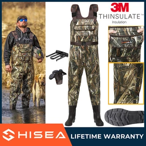 HISEA Bootfoot Chest Wader 200G Insulation Waterproof Fishing Hunting Waders - Picture 1 of 29
