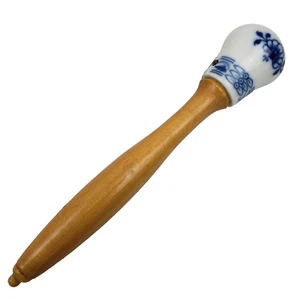 Vtg Meissen Blue Onion Porcelain Wood Handle Muddler Reamer Masher Kitchen Tool - Picture 1 of 10
