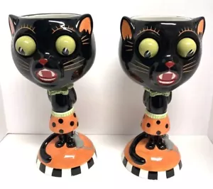 Departamento 56 copas de gato negro Halloween vampiro ojos googly 8,5" par - Imagen 1 de 17