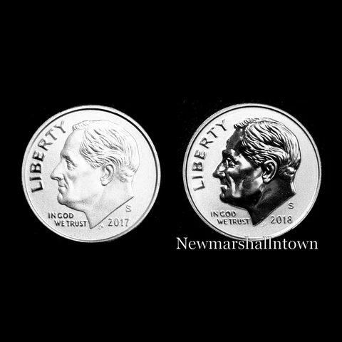 2017 2018 S+S Roosevelt Dime Reverse Silver & Enhanced BU from Mint Proof Set Cover