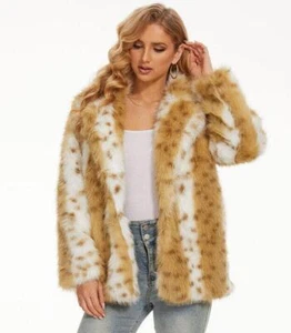 Neu Mode Damen Kunstfell Leopard bedruckter Mantel Freizeit Loses Fell warmer Mantel - Bild 1 von 20