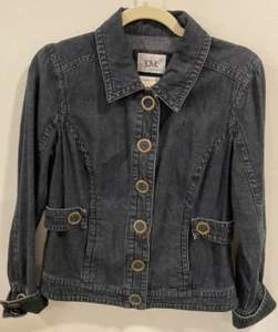Live A Little Dark Denim Jacket Industrial Look Size Small - Picture 1 of 8