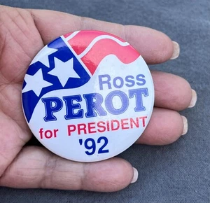 1992 Lapel Pin Presidential Campaign for ROSS PEROT 2 1/4" - Picture 1 of 3