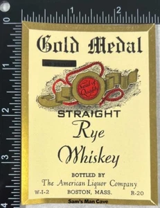 Gold Medal Straight Rye Whiskey Label - MASSACHUSETTS - Picture 1 of 1