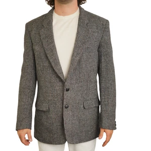 Men Harris Tweed Blazer Jacket Scottish Wool Grey 100 EU50L UK/US40L M HA478 - Picture 1 of 12