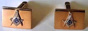 Freimaurer goldfarbene Manschettenknöpfe: kultige G und Kompass Abzeichen - Bild 1 von 2
