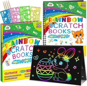 ZMLM Scratch Paper Art Craft: 2 Pack Rainbow Scratch Set Easter Basket Stuffers - Picture 1 of 8
