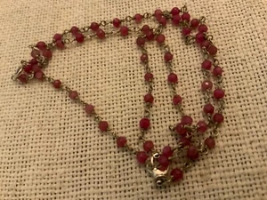 Collana in argento sterling 925 con perline pietra rossa maglia artigianale cablata a mano - Foto 1 di 7