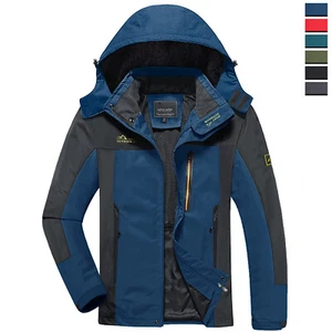 Men's Lightweight Outdoor Hiking Climbing Jacket Waterproof Full-Zip Hooded Coat - Picture 1 of 62