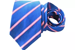 PINK MEN'S TIE BLUE/STRIPED Width: 3.50" Length: 59" - Picture 1 of 3