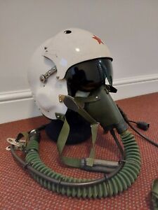 Used Air Force MiG-21 (fishbed) Fighter Pilot Flight Helmet + Oxygen Mask