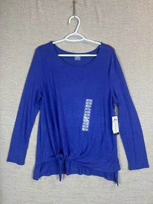 Camisa Top Zeroxposure 3x Platino Talla L Azul Marino Manga Larga Fluido Anudada Foto 1 de 4