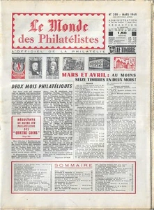 Journal LE MONDE DES PHILATELISTES . N° 208 . Mars 1969 . - Imagen 1 de 1