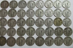 1925-1930 Average Circ Standing Liberty Quarter ROLL - Picture 1 of 3