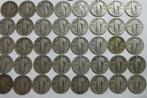Roll of 40 $10 Face 90% Silver Standing Liberty Quarters Dated 1925-30 Avg Circ Cover