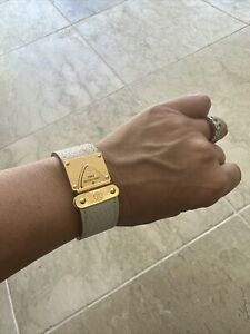 Louis Vuitton Cream leather strap bracelet authentic