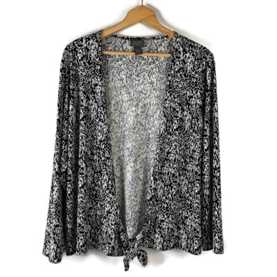 Top Top Top Topper Additions By Chico's para mujer talla XL negro blanco moteado corbata ajustada Foto 1 de 4