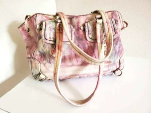 Prada large Leather tote Bag Purse Purple Pink Blue ivory white tie dye saffiano - Picture 1 of 12