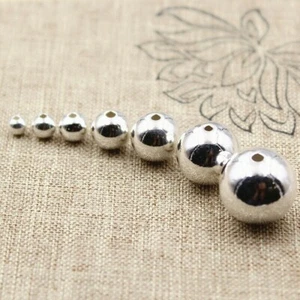 5X S925 Sterling Silver Bracelets Round Beads with Holes Jewelry Accessories SPW - Picture 1 of 7