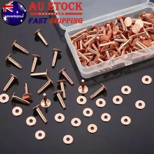 100 Sets Copper Rivets and Burrs Washers Leather Copper Rivet Fastener Kit AU - Picture 1 of 10