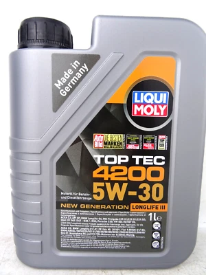 Liqui Moly Top Tec 5W30 4200 Motoröl Benzin Diesel Hybrid BMW VW MB 1Liter